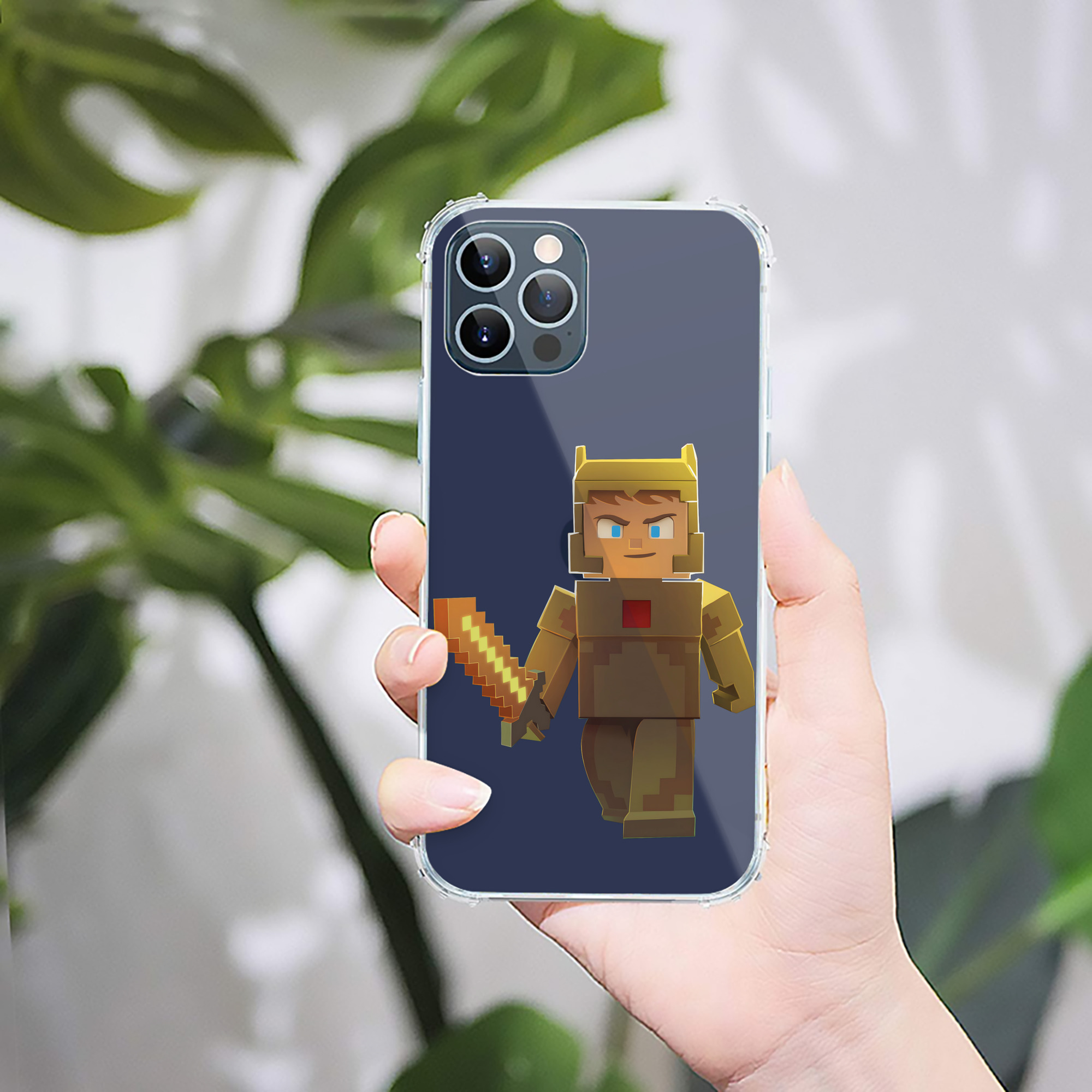 （画像用） マインクラフト ブロックの世界 Minecraft MC Block world 【iPhone 12シリーズ対応】透明スマホケース（クリアソフトケース）